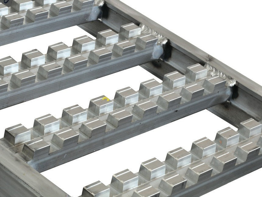 Close-up of the studded rungs on Digga Ezi-Loada Universal loading ramps
