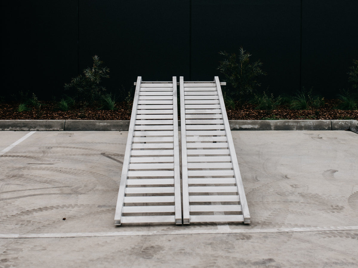 AusRamp 4.5-tonne aluminium loading ramps, front view