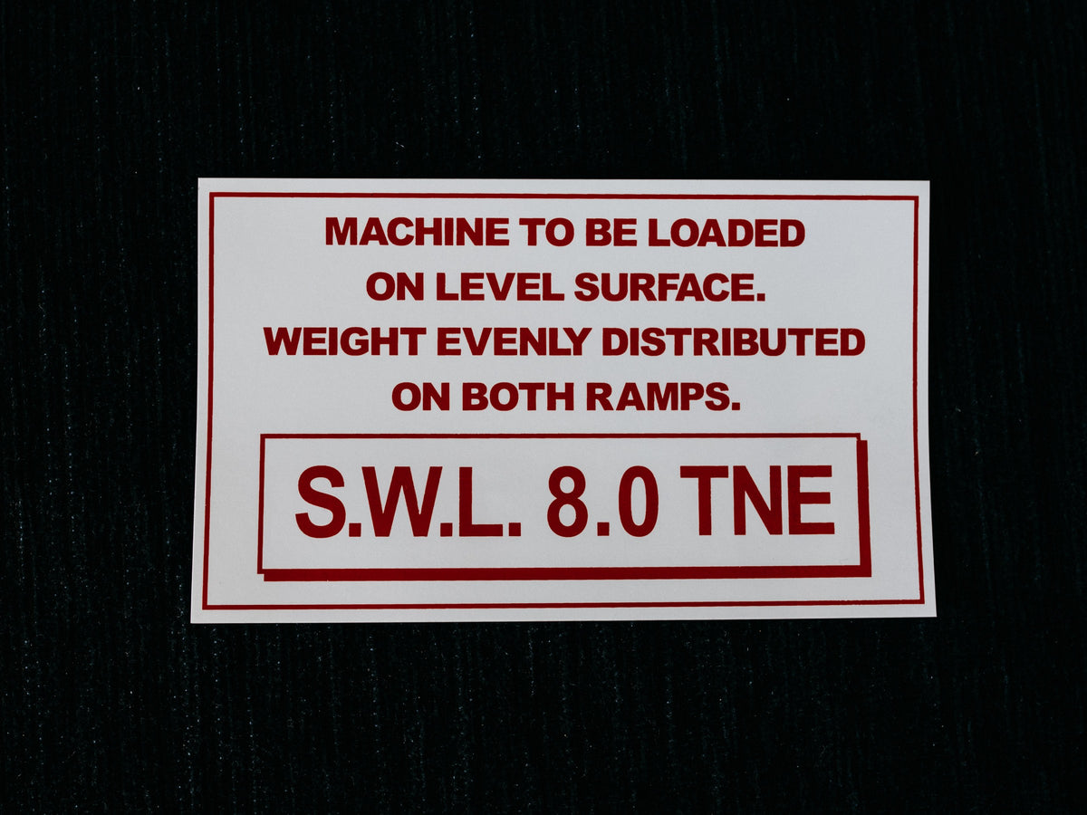 AusRamp S.W.L. 8.0 tonne capacity decal