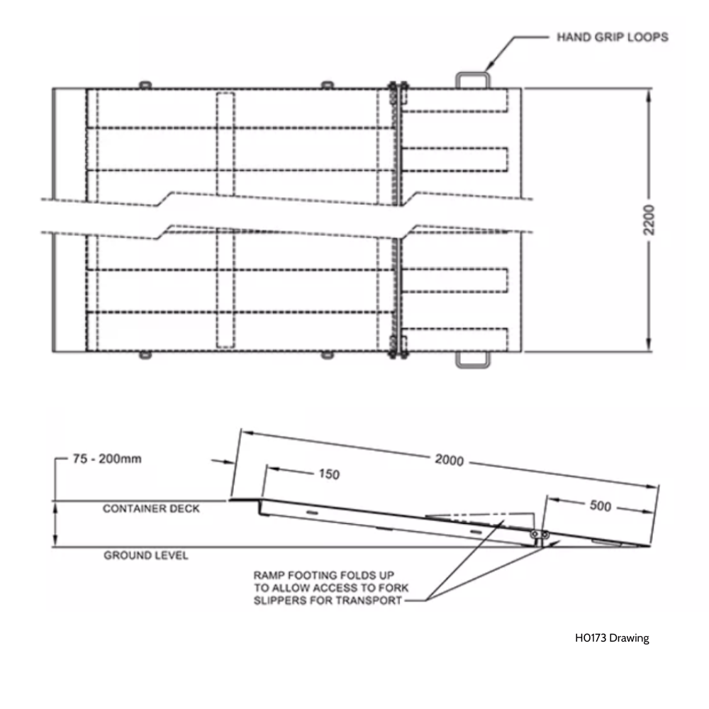 Heeve Loading Dock & Warehouse 6.5-Tonne Heeve Two-Piece Folding Long Forklift Container Ramp