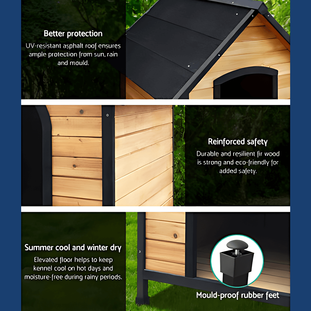 i.Pet Outdoor Wooden Dog Kennel House - Extra Large