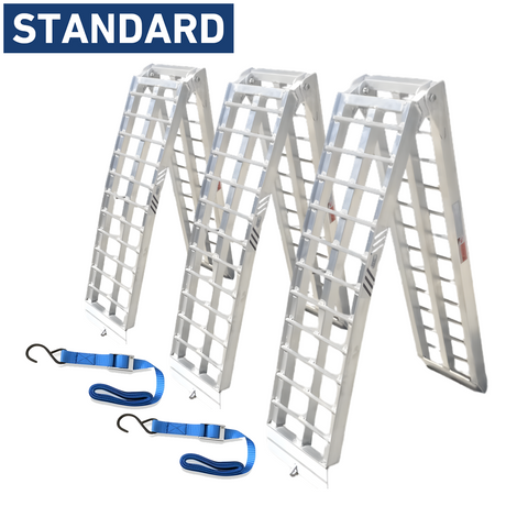 Heeve® 2.3m Aluminium Curved Folding Heavy-Duty 3-Pc Loading Ramp Bundle