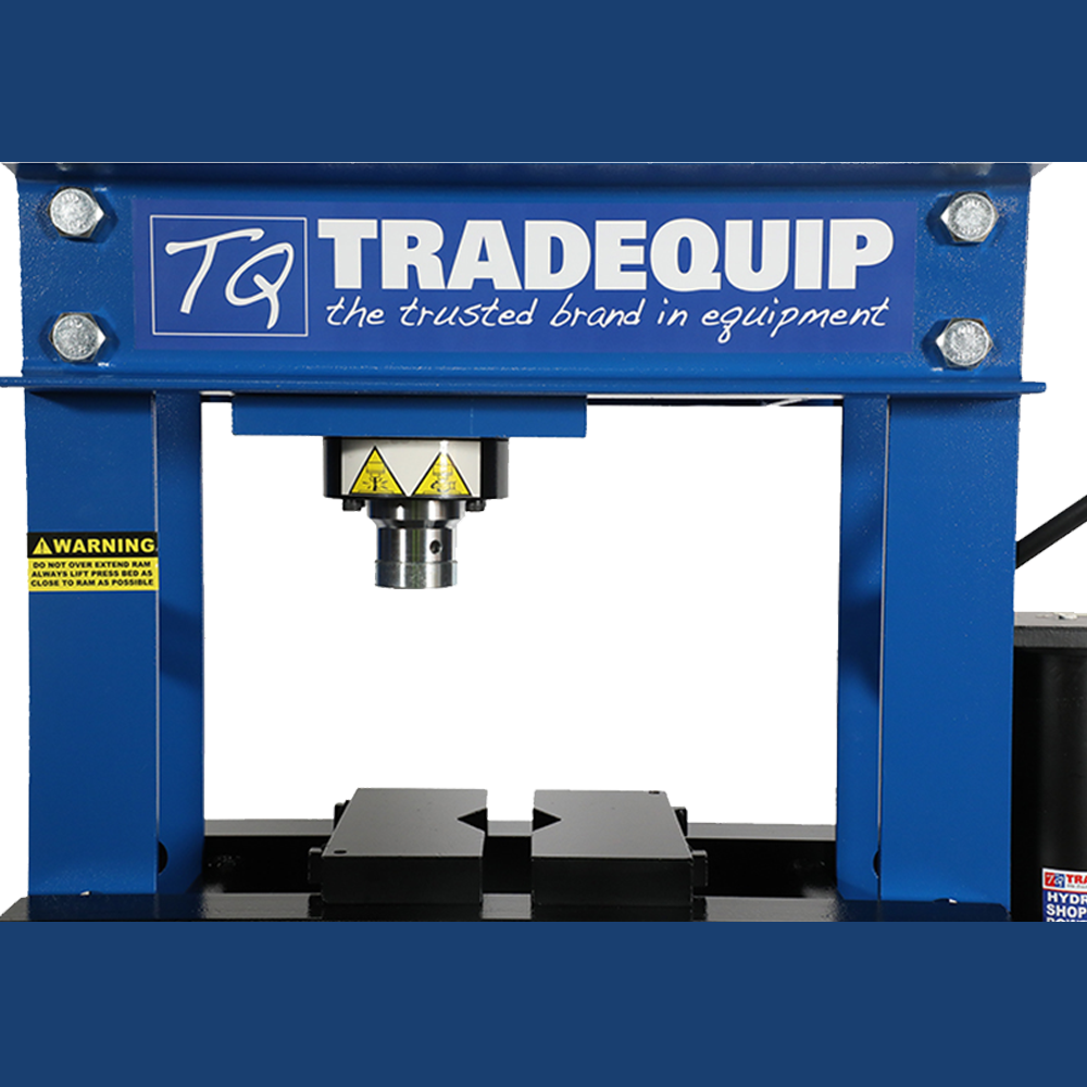 close up view of TradeQuip Hydraulic Workshop Press with Piston Ram 30T Capacity