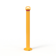 Yellow removable surface mount bollard standing upright against a white background, featuring a handle and circular base.