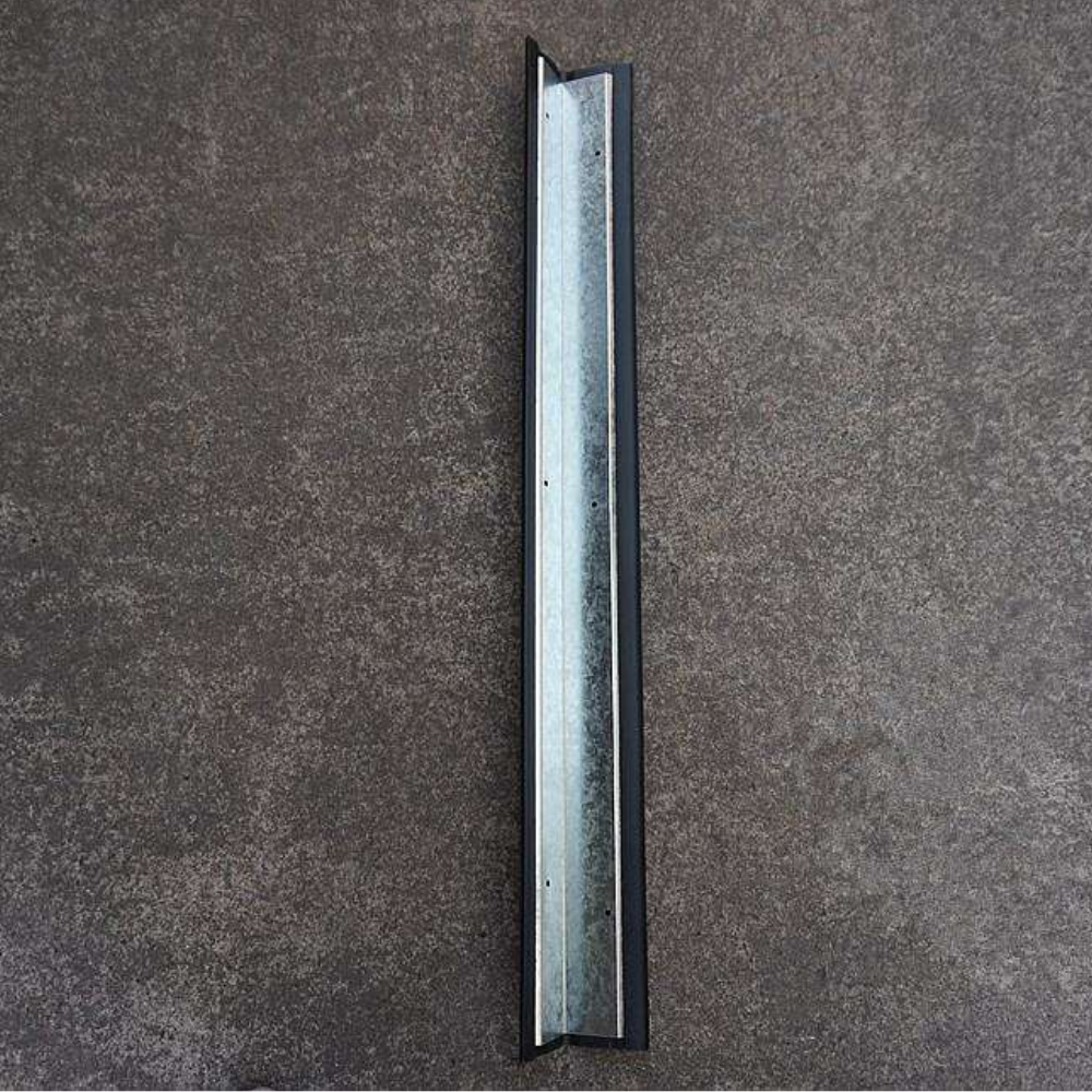 Bottom view of Base Guard Stainless Steel Reinforced Rubber Corner Guard on concrete surface