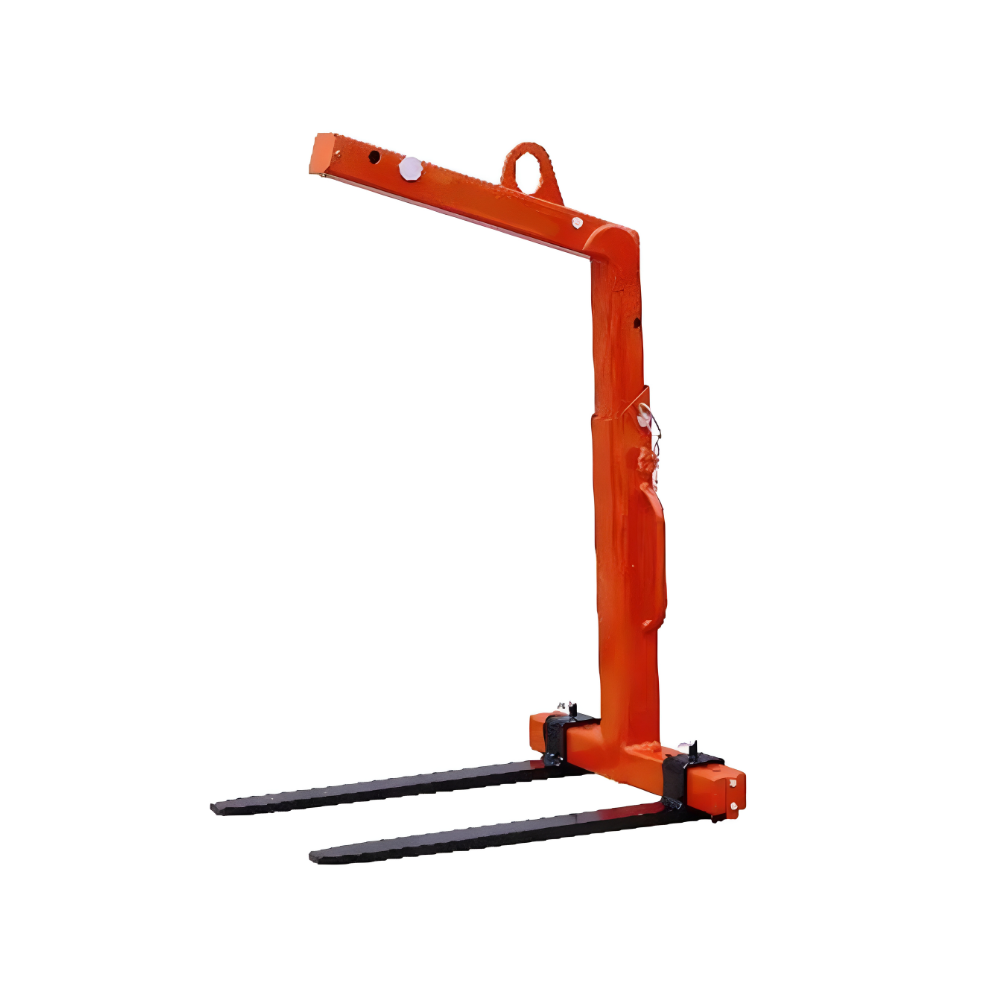 Orange forklift attachment on a white background