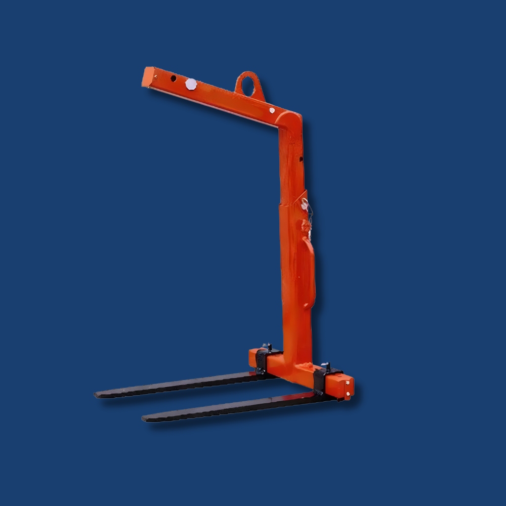 Orange forklift attachment on a blue background