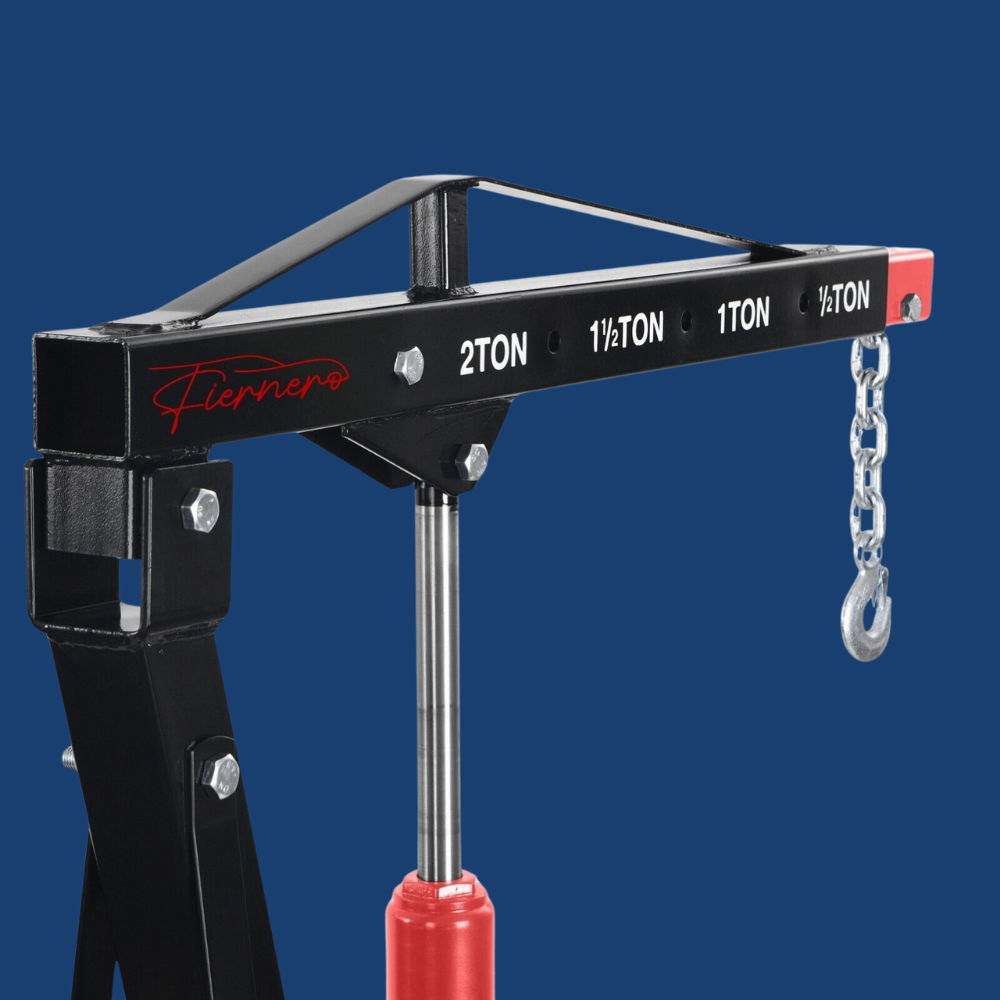 Furnace crane with chain on a blue background