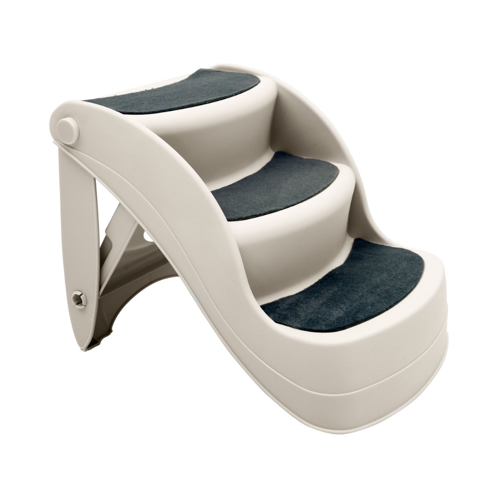 Pet steps with gray pads on a white background