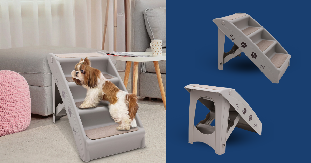 Furtastic 50cm Anti-Slip Foldable Pet Steps & Stairs - Grey