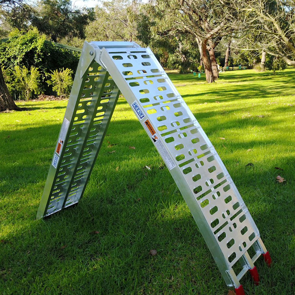 The ramp with demonstrating its practical application and weight capacity