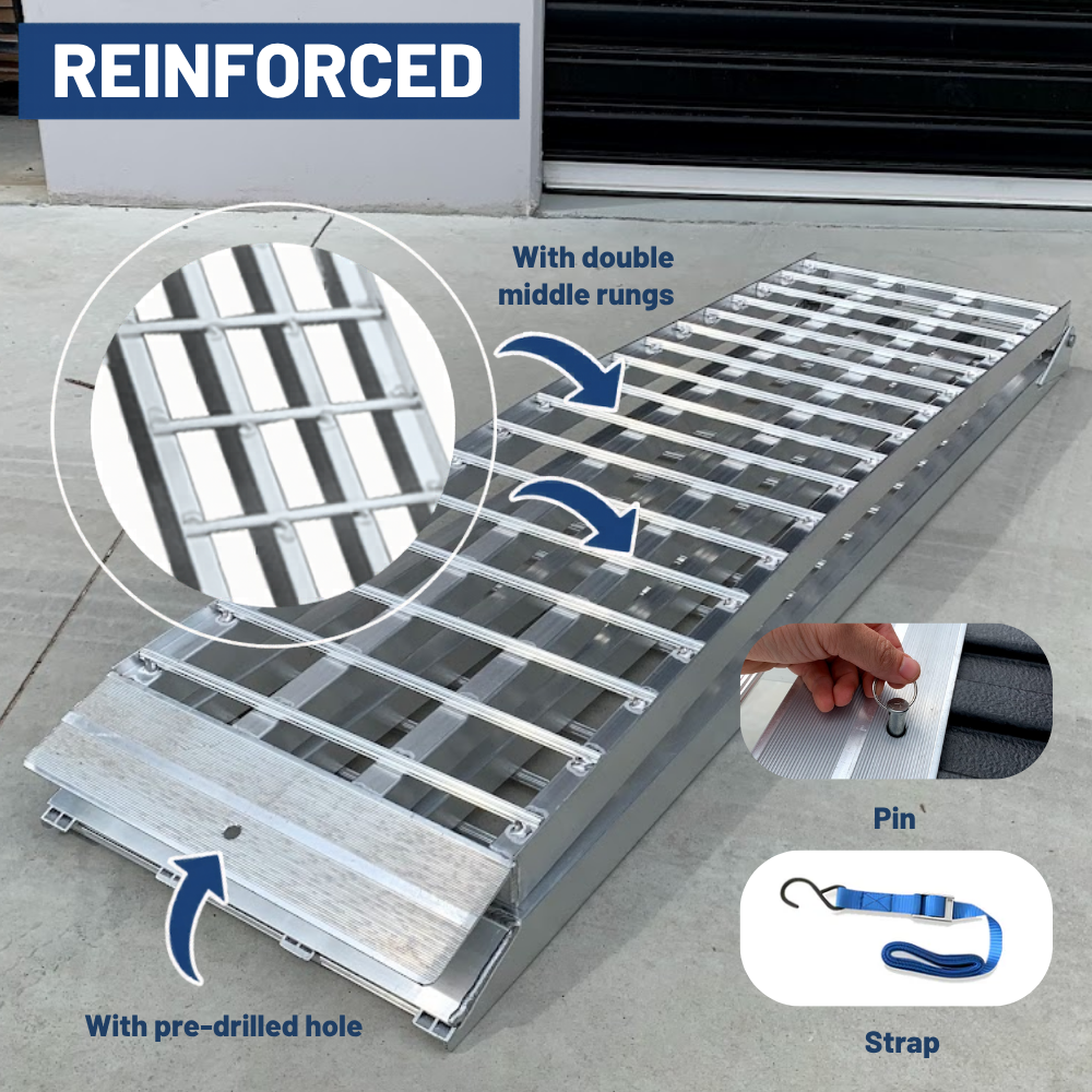 Heeve® 2.3m Aluminium Curved Folding 3-Piece Loading Ramp Bundle