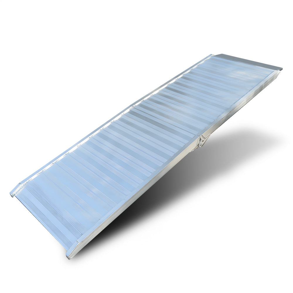 Aluminium ramp with anti-slip surface, isolated on white background.