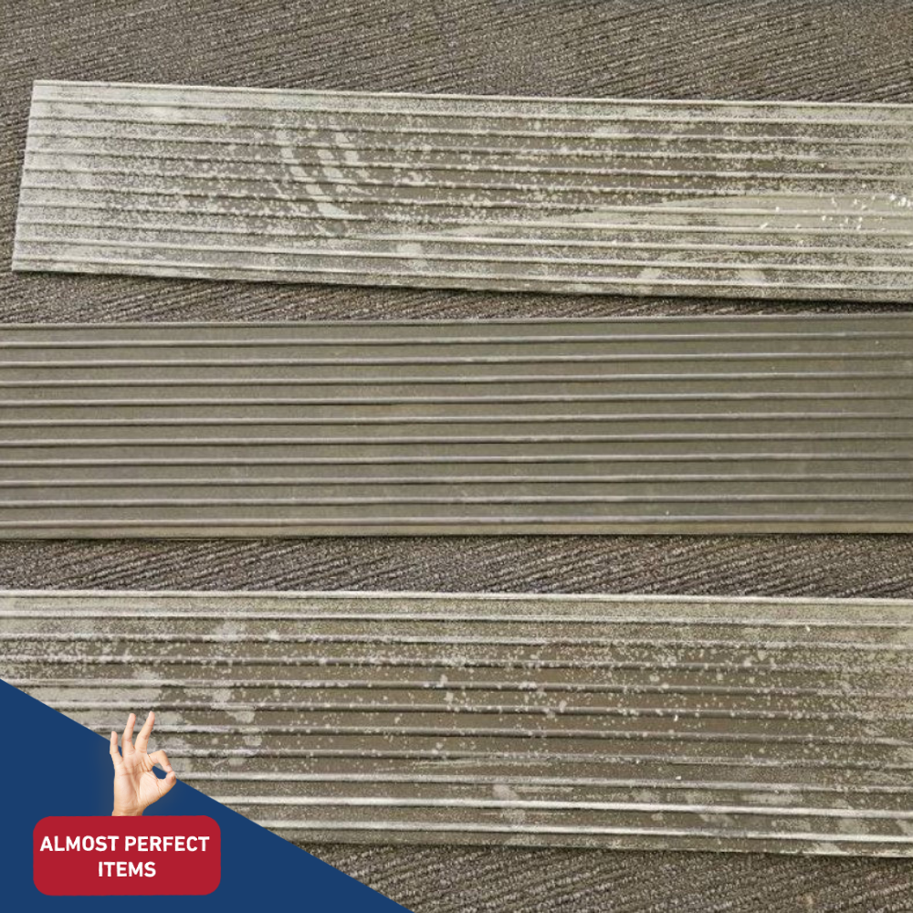 Close-up of rubber ramps with a hand gesture overlay and 'Almost Perfect Items' label.