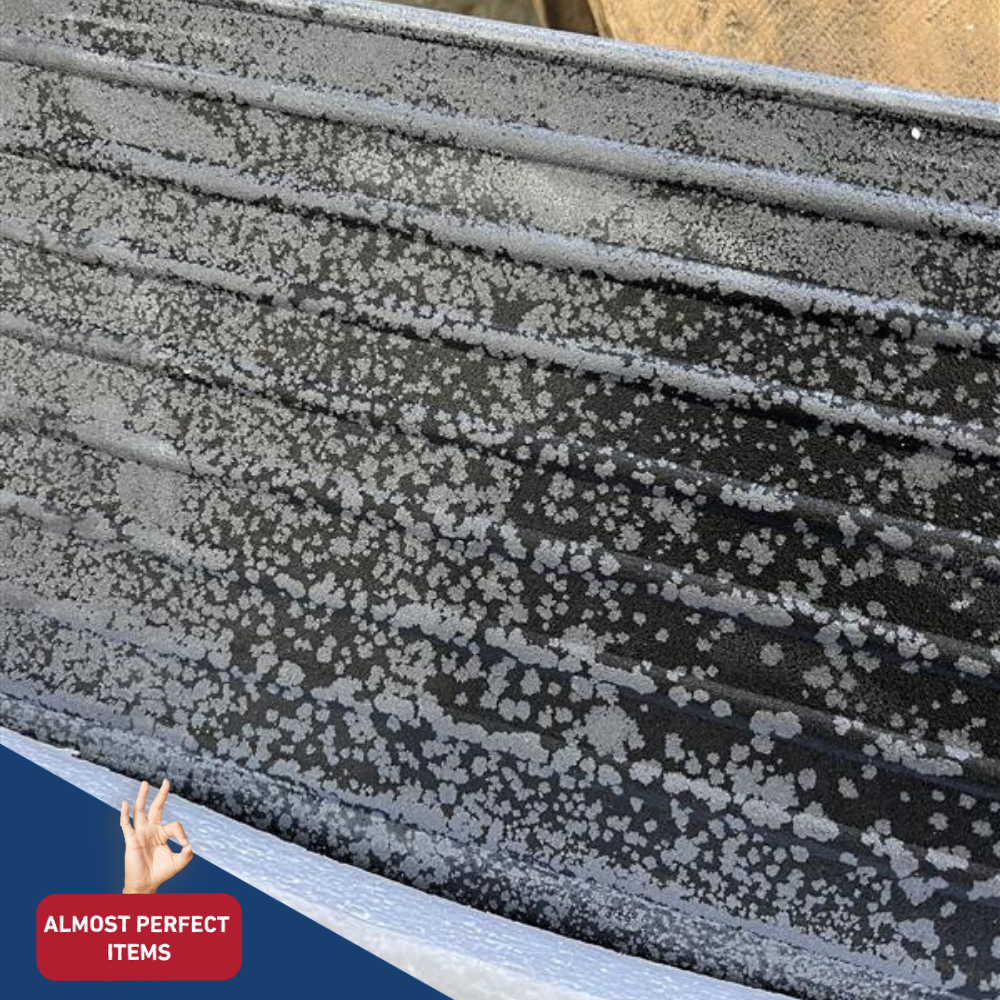 Close-up of a rubber ramp surface, labelled 'Almost Perfect Items'.