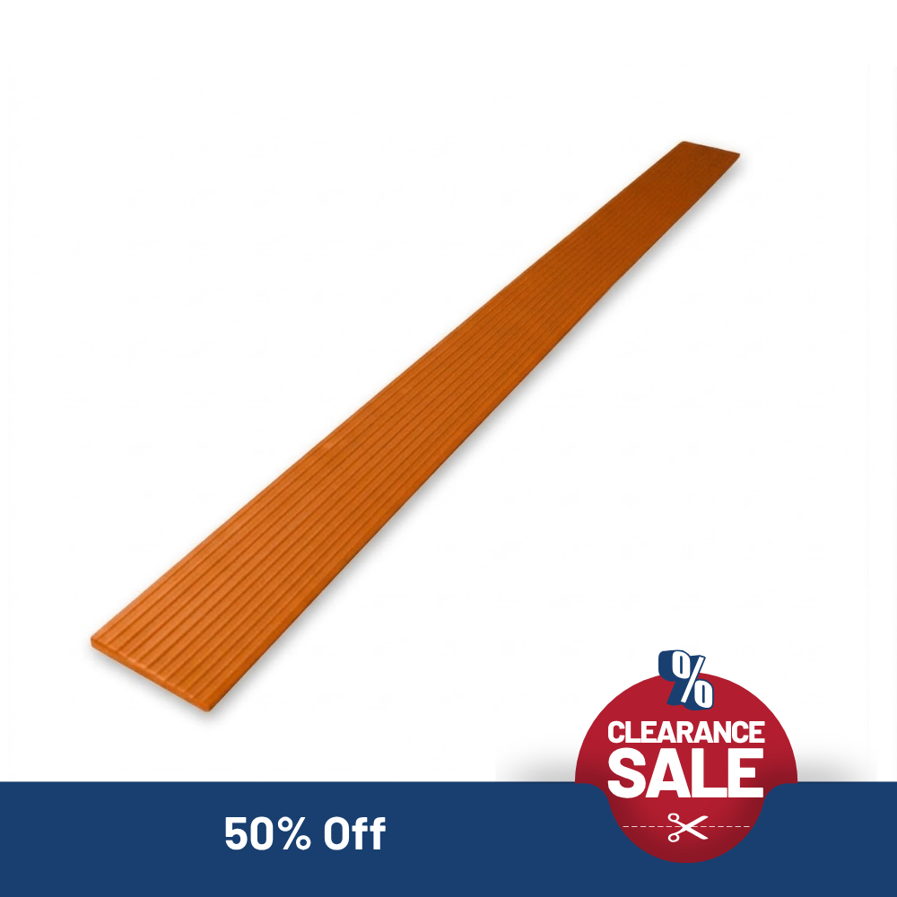 Orange ramp with a clearance sale label on a white background