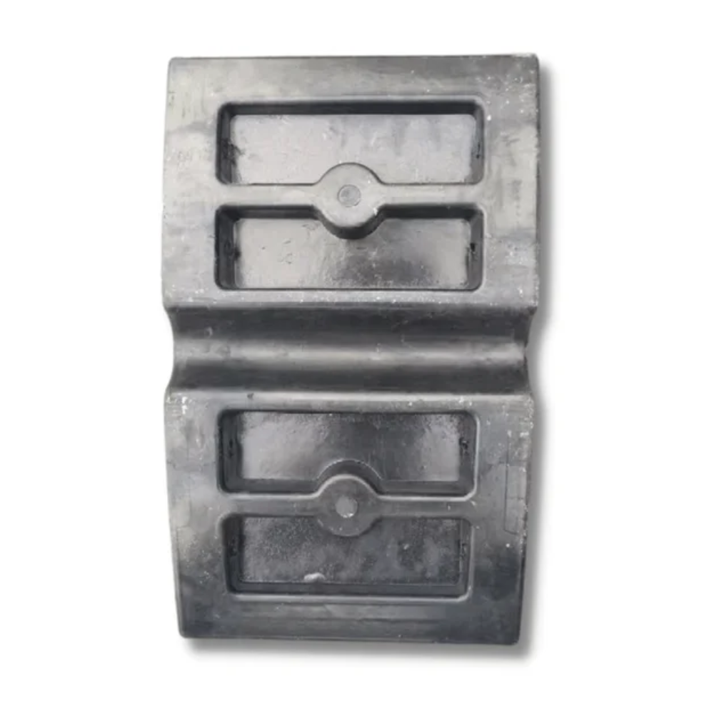 Close-up of a modular black ramp rear view on white background