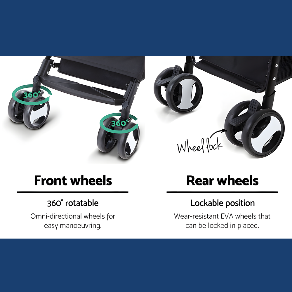 i.Pet 3-in-1 Foldable Pet Stroller Dog Carrier Mid Size - Grey