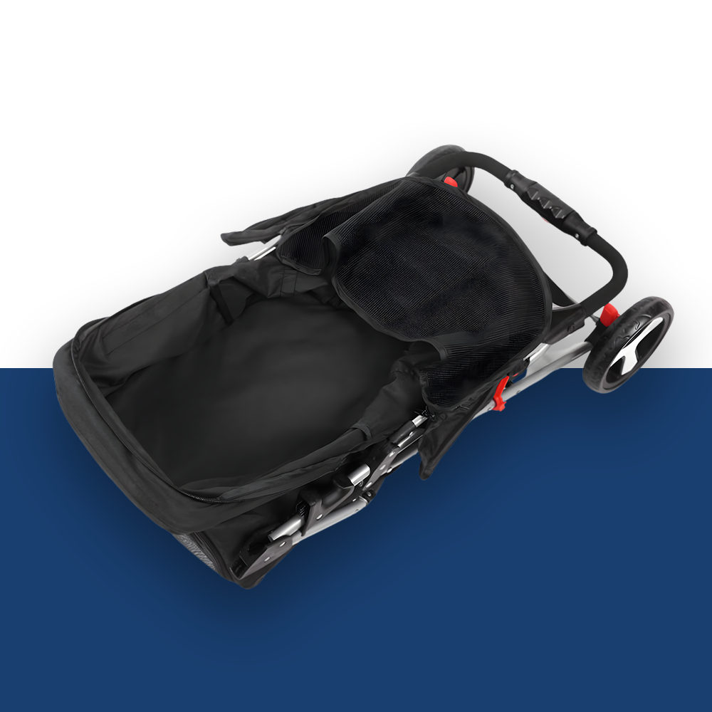 i.Pet 3-Wheel Foldable Pet Stroller - Black