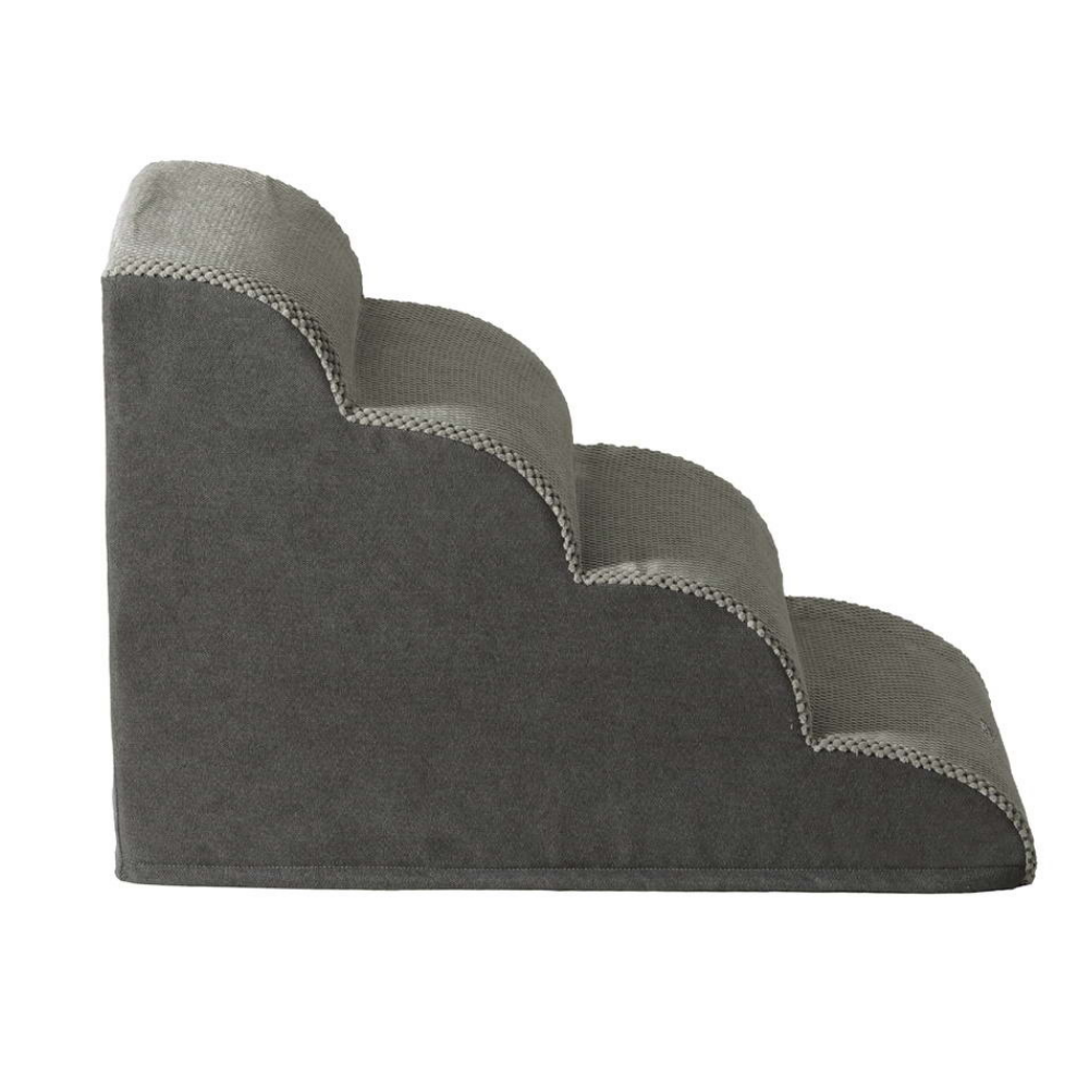 Gray wedge-shaped pet bed on a white background