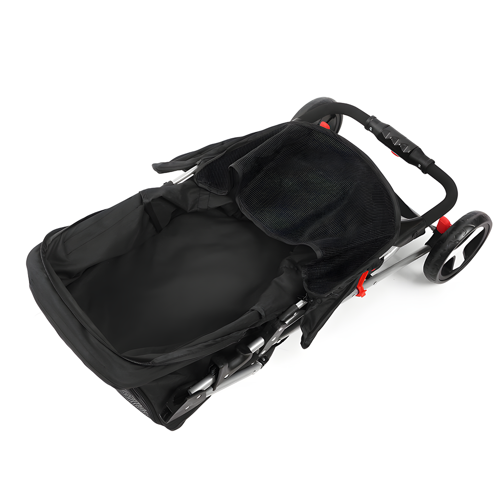 folded i.Pet 4-Wheel Foldable Pet Stroller - Black