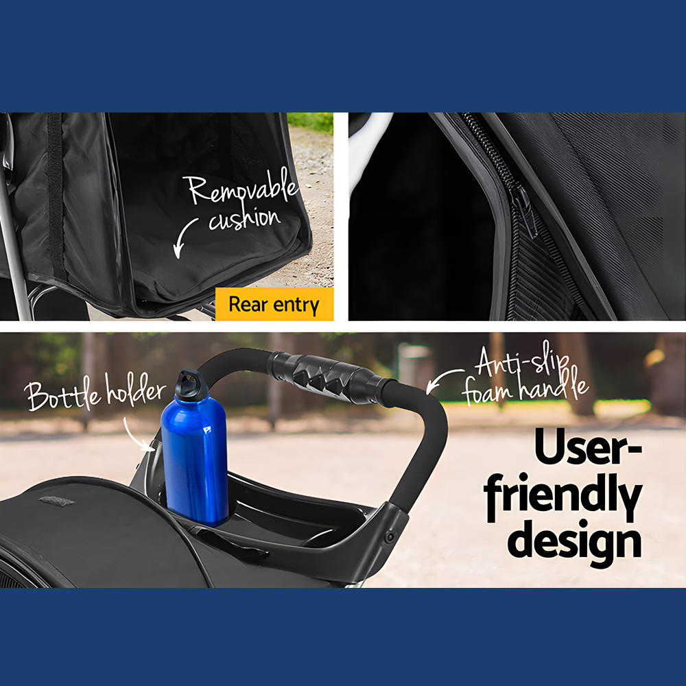 features of i.Pet 4-Wheel Foldable Pet Stroller - Black