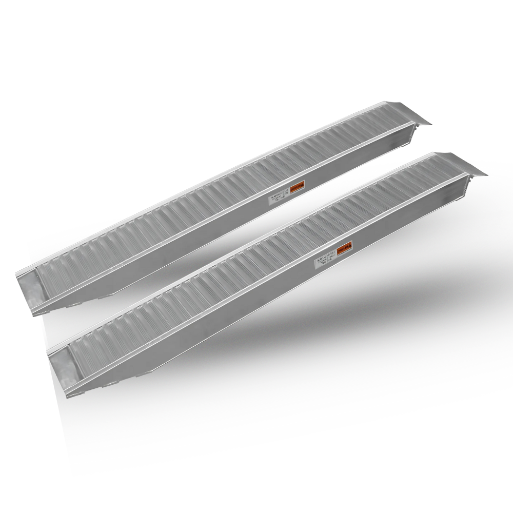 Pair of heavy-duty aluminium trailer ramps displayed on a white background