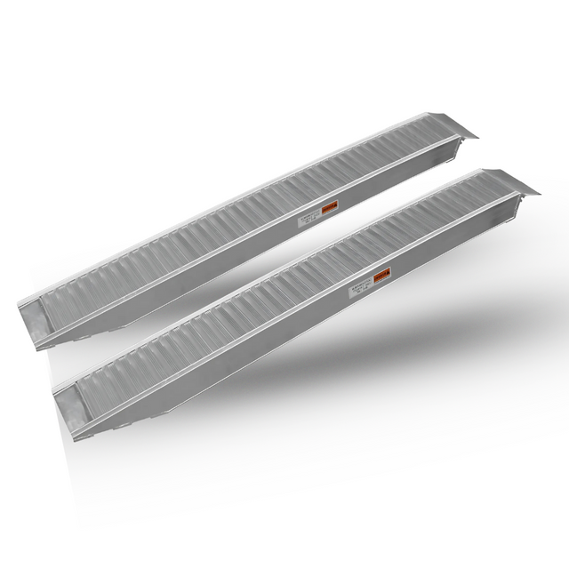 Pair of heavy-duty aluminium trailer ramps displayed on a white background