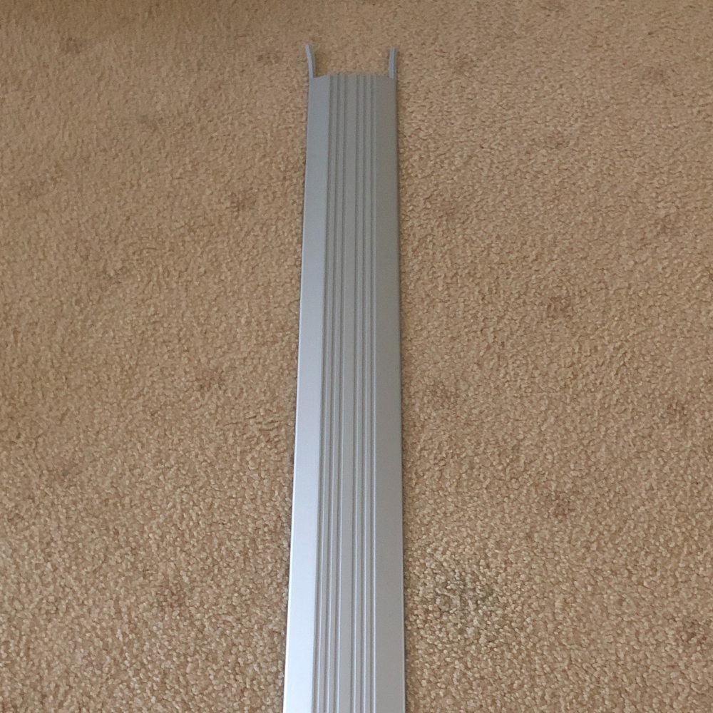 Kilargo 100mm Heavy-Duty Aluminium Threshold Plate 14mm High on a carpet surface