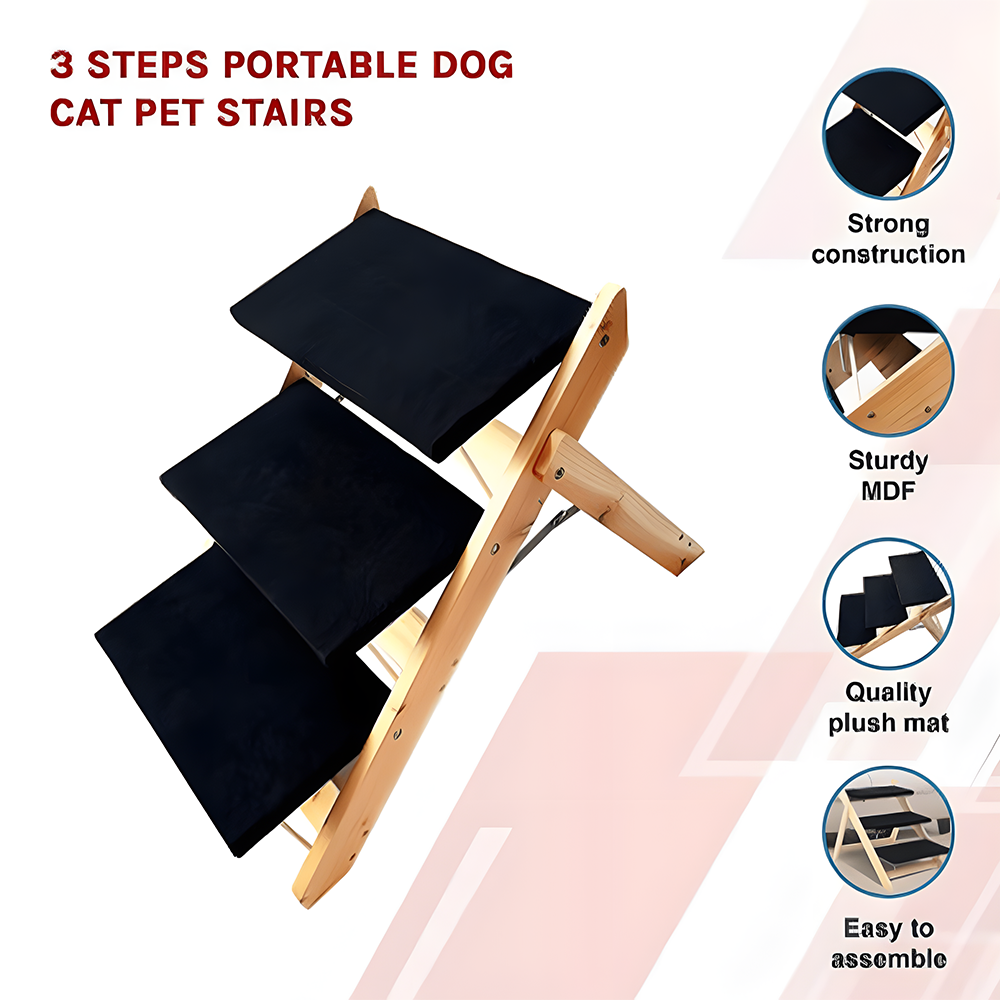 features of New Aim 3 Steps Portable Dog Cat Pet Stairs