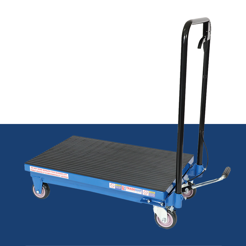 rear view of TradeQuip Scissor Lift Trolley 225Kg Capacity