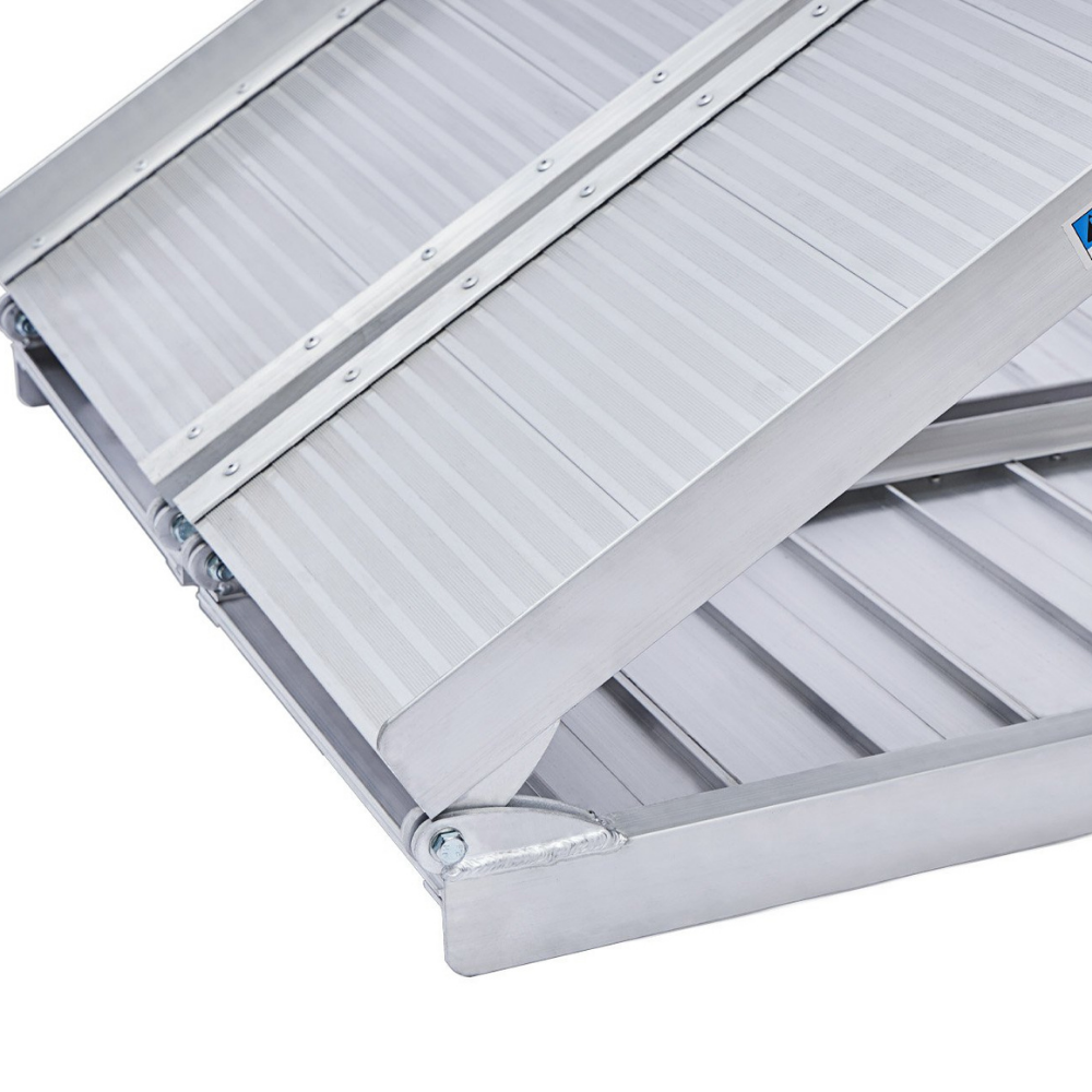 Zoomed-in hinge connection, displaying the joint between folding ramp sections.