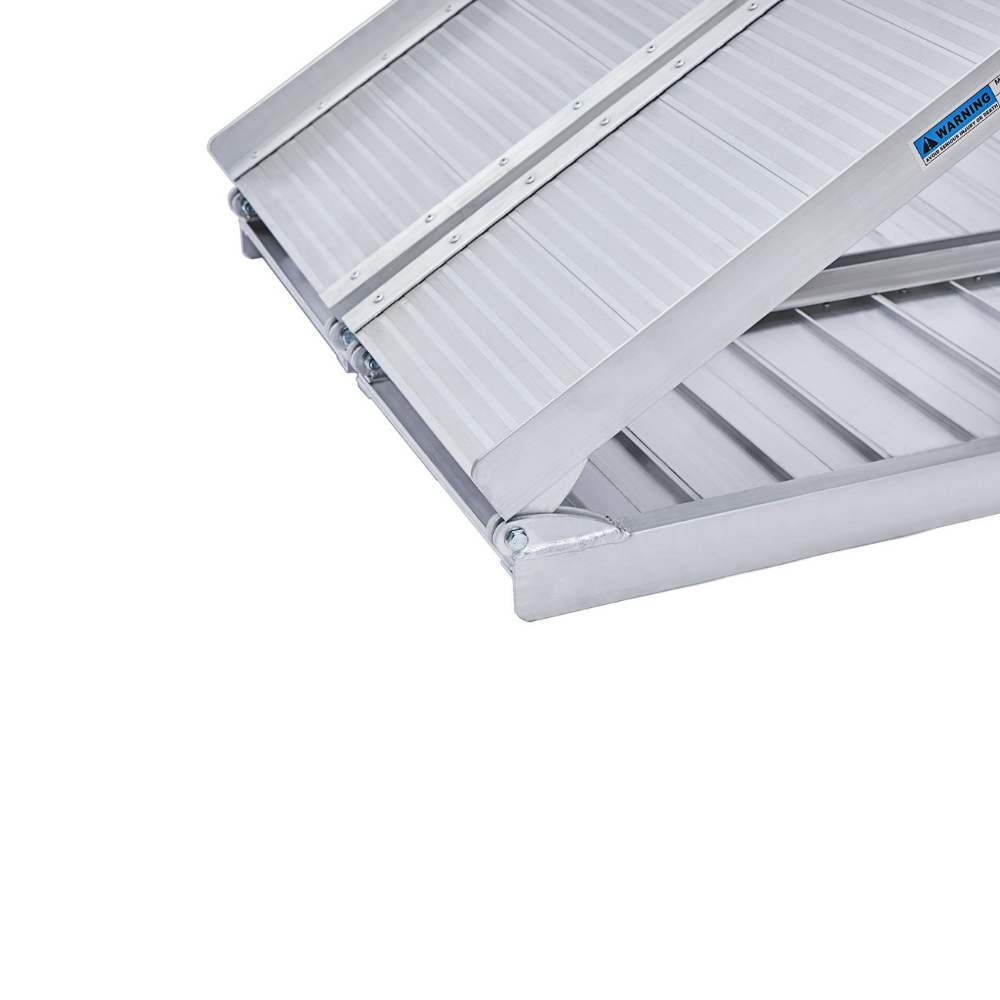 Zoomed-in hinge connection, displaying the joint between folding ramp sections.