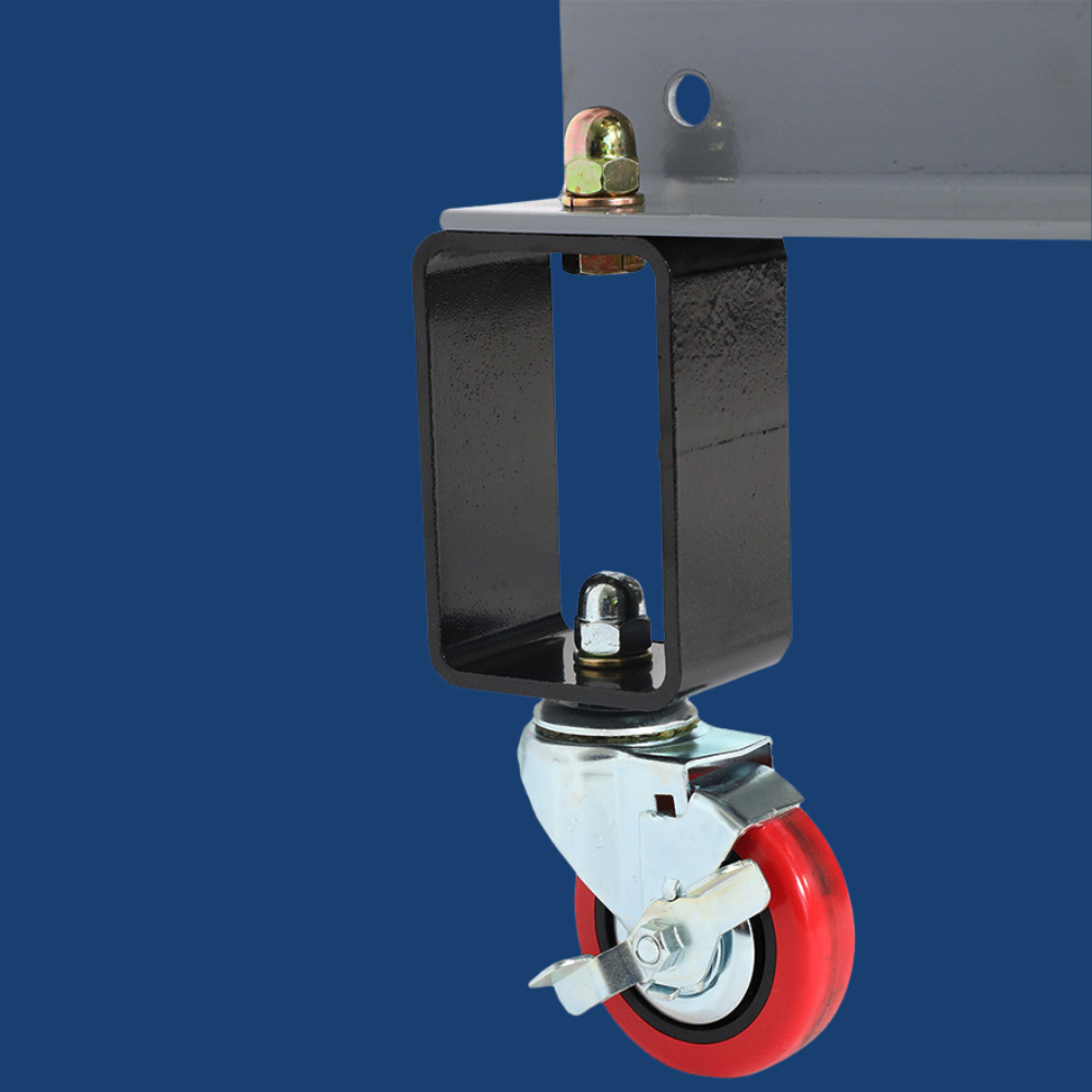 Rear perspective of the crimping machine, highlighting its robust structure and compact frame.