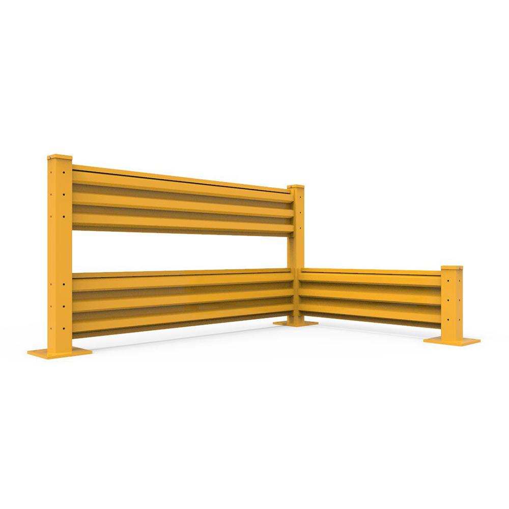 Barrier Group Rib-Rail Post w/ Fixings - Powder Coated Safety Yellow - Barrier Group - Ramp Champ