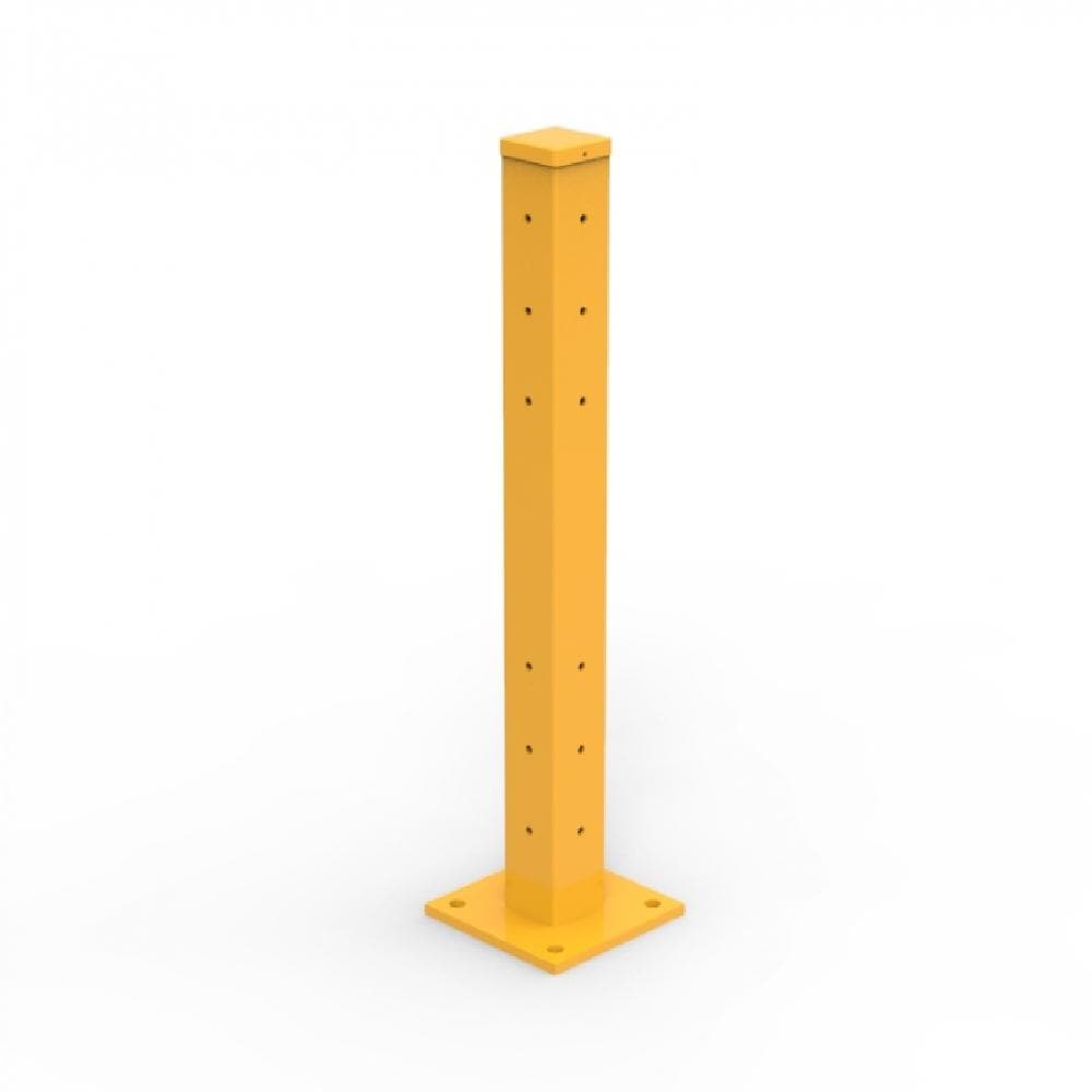 Barrier Group Rib-Rail Post w/ Fixings - Powder Coated Safety Yellow - Barrier Group - Ramp Champ