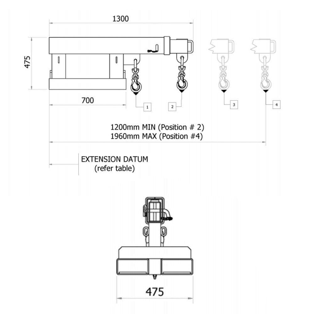 DHE Materials Handling DHE 2.5-Tonne Rigid Jib Lifting Crane Forklift Attachment