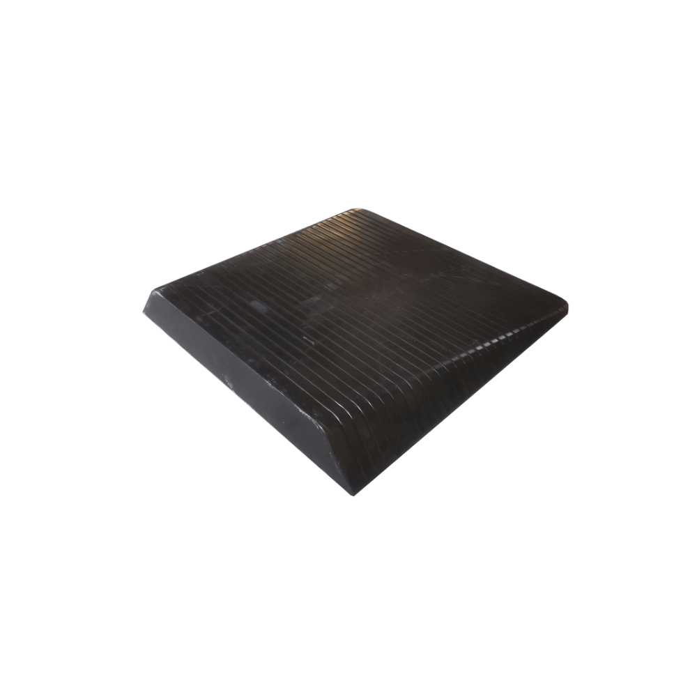 black rubber ramp rear view on white background