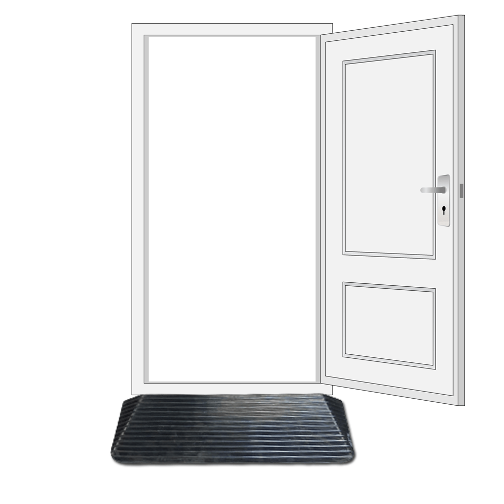 black rubber ramp installed on vector doorway