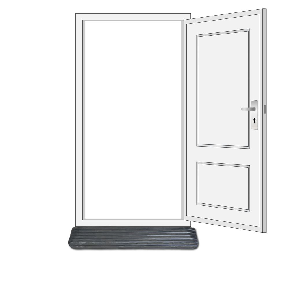 black rubber ramp installed on vector doorway