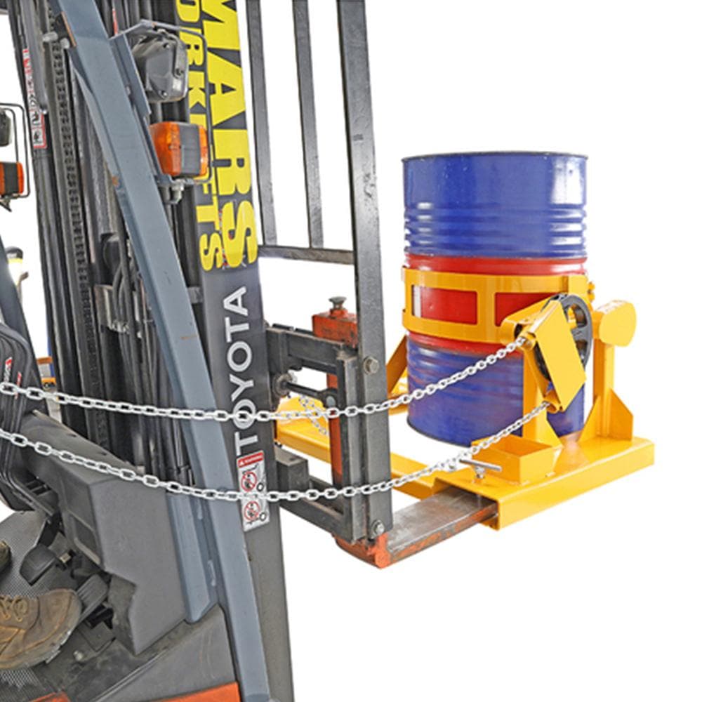 Troden Workshop Equipment Liftex Forklift Drum Rotator for Steel Drums - 500kg Capacity