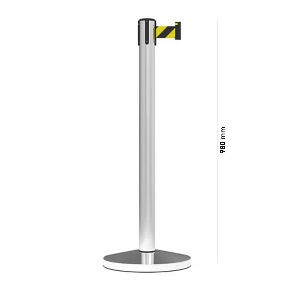 Barrier Group Traffic Control & Parking Equipment Black/Yellow Barrier Group Midline Economy Portable Single Belt Post