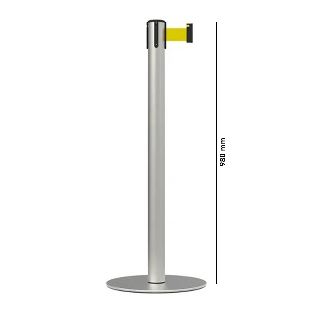 Barrier Group Traffic Control & Parking Equipment Yellow Barrier Group Slimline Premium Portable Single Belt Post