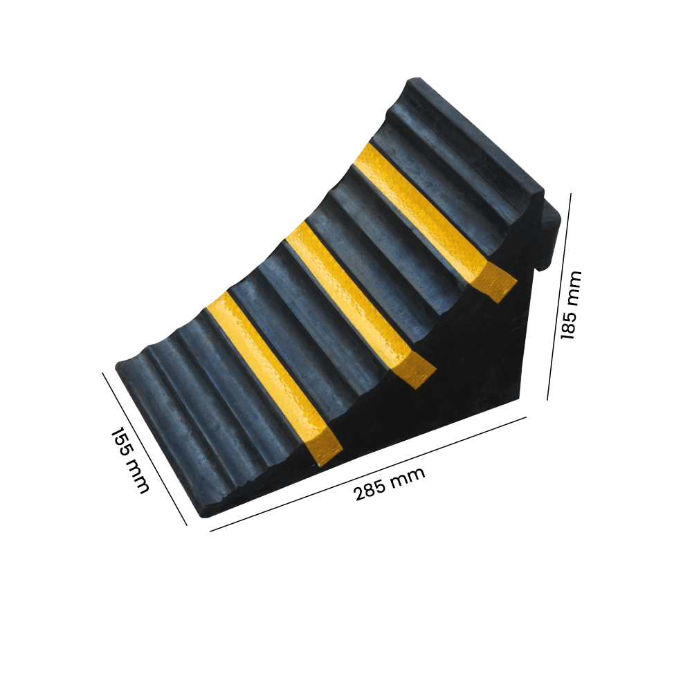Heeve Wheel Chock 285mm x 155mm x 185mm Heeve Portable Rubber Wheel Chock with Reflector