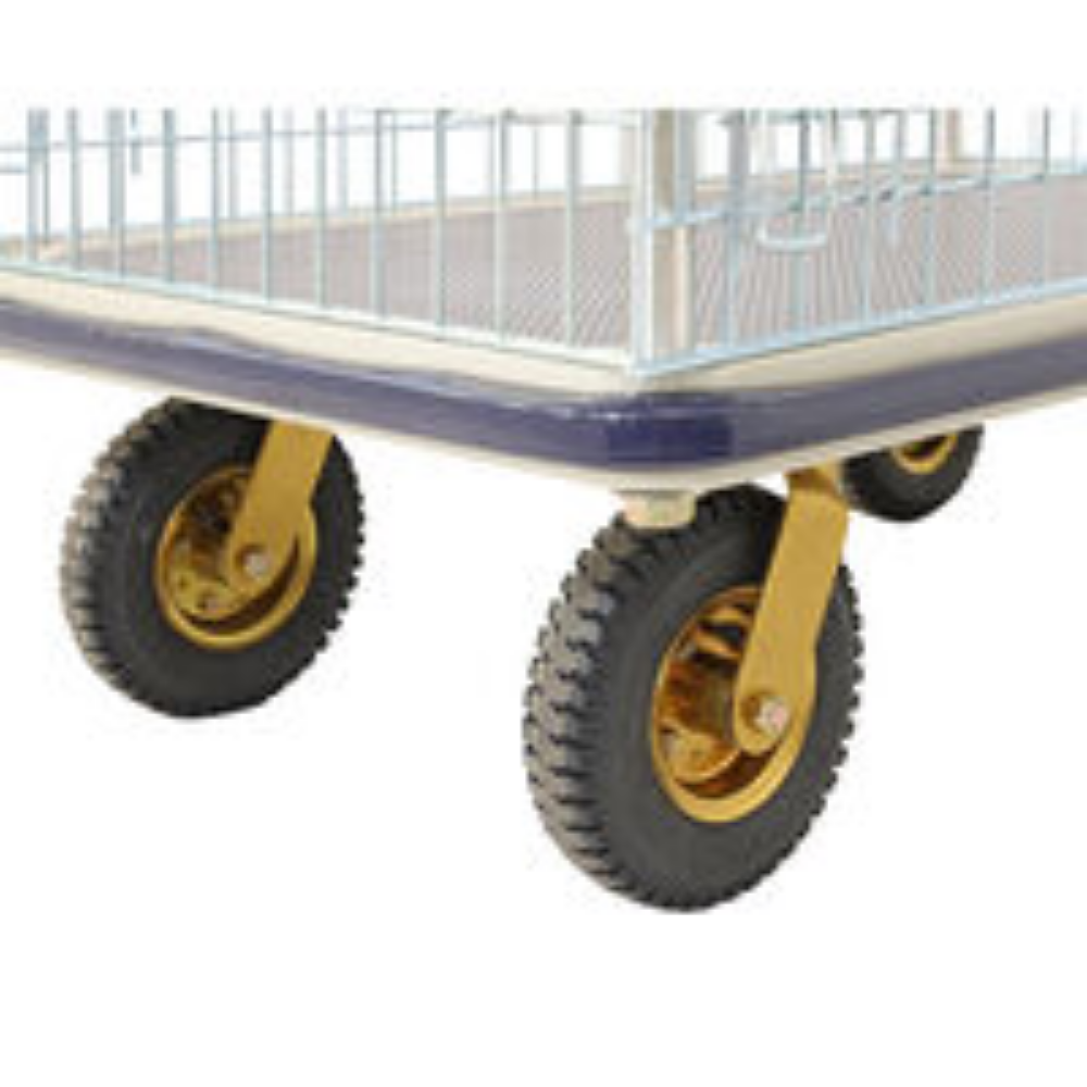Troden Workshop Equipment Pneumatic Wheel Kit Troden Extra Large Prestige Platform Trolley with Cage, 500kg Capacity