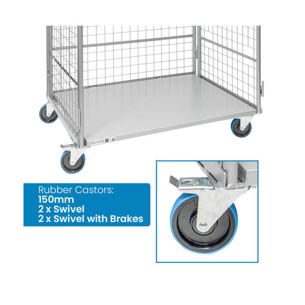 Durolla Materials Handling Durolla Heavy Duty Three-Sided Mesh Cage Trolley (Without Shelves)