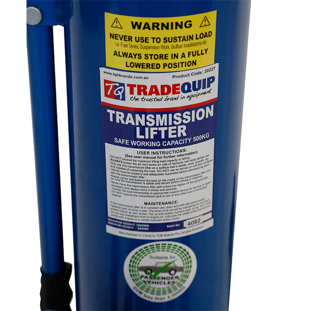 TradeQuip Workshop Equipment TradeQuip Transmission Lifter Hydraulic, 500kg 2-way Tilt