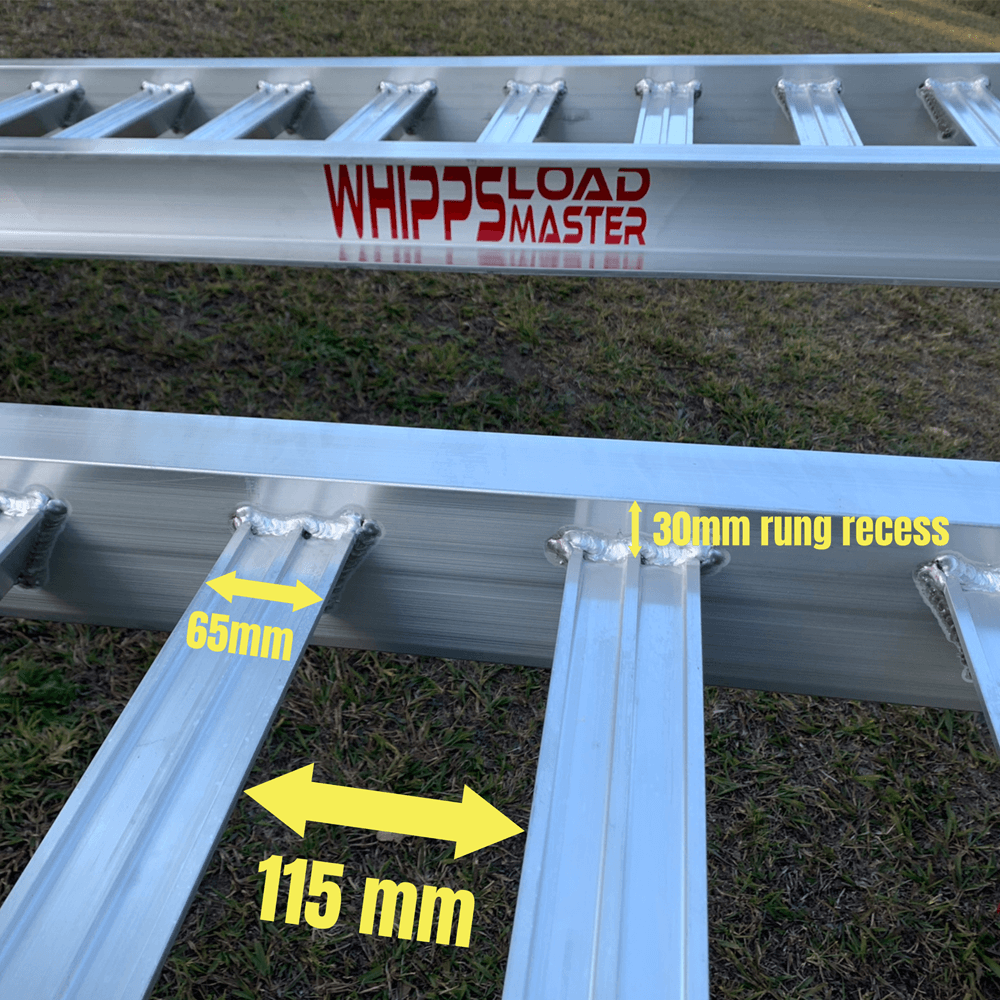 Whipps Construction & Machinery Whipps 3.5 Tonne 2.5 m x 450mm Aluminium Loading Ramps