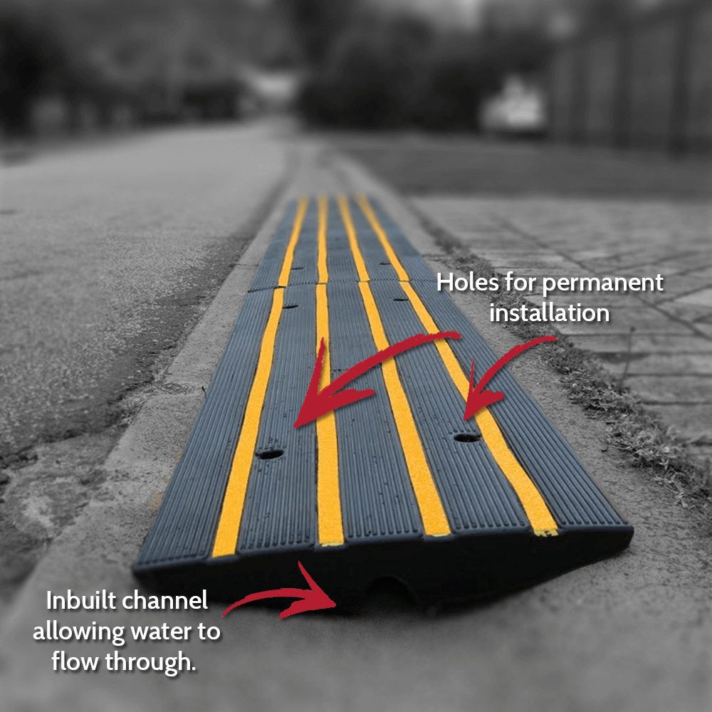 Heeve Traffic Control & Parking Equipment 1.2m (1 x Ramp) Heeve Driveway Rubber Kerb Ramp in 1.2m Sections for Rolled-Edge Kerb