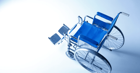 Wheelchair in blue background